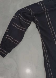 Embroidered Navy Blue/ grey  abaya two in