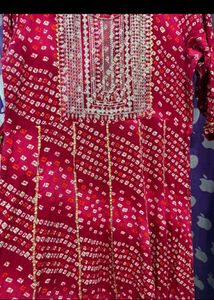 Beautiful Red Bandhani long Kurta