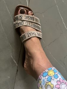 Graphic Print Slide Sandals