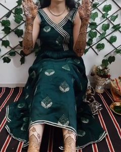 Embroidered Emerald Green Ethnic Dress
