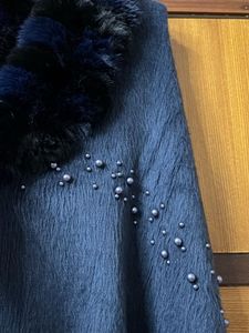 Stylish Blue Faux Fur Cape Shawl