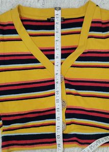 Striped Button-Up Cropped Top