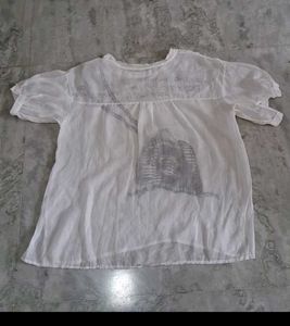plus size bust 54 White Graphic Print Tunic