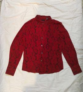 Red snake skin Textured Button-Up Shirt