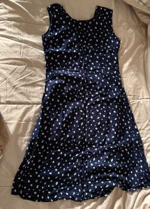 Navy Polka Dot Sleeveless Dress