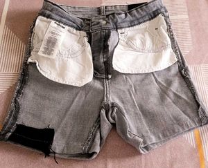 Gray Denim Shorts