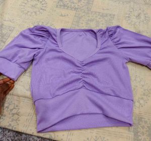 Purple Ruched Crop Top