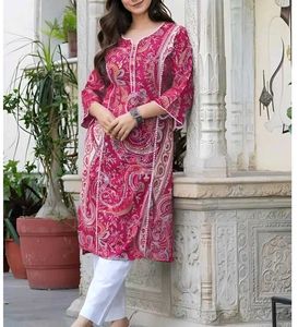 🌼Pink Paisley Cotton Print Kurta🌼