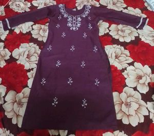 Purple Embroidered Kurta