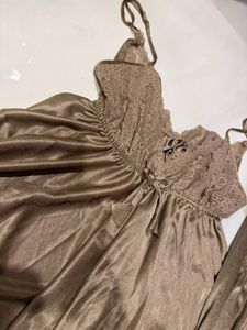 Elegant Lace Trimmed Satin Nightgown