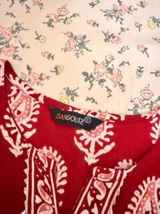 Red Paisley Print Kurta