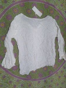 Women's Textured White Long Sleeve Top