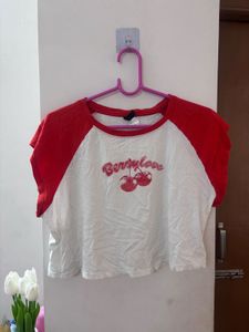 HM Cute Cherry Print Crop Top