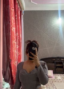 Chic Grey Long Sleeve Top