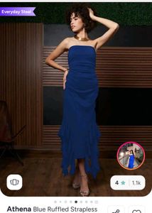 Elegant Blue Strapless Party Dress