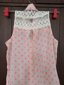 Cute Polka Dot Shirt &amp; Pink Jeans Set