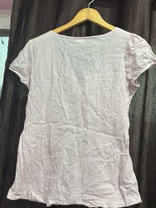 Cute Pink Striped Tie-Up Top