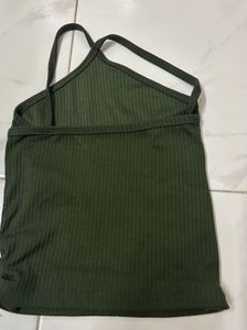Olive Green Ribbed Tank Top