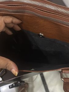 Stylish Brown Faux Leather Briefcase