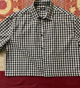 Women Shein Gingham Check Short Sleeve Shirt