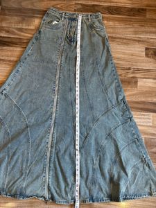 Denim Maxi Skirt with Zipper