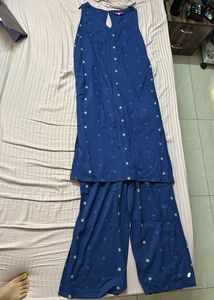 Blue Polka Dot Kurta Set