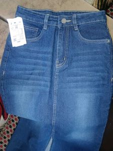 Stylish Denim Maxi Skirt with Front Slit