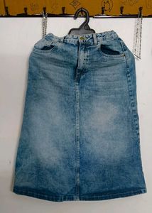 Blue Denim Maxi Skirt