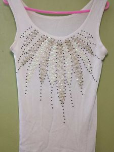 y2k vintage sequin embellished Sleeveless tank top