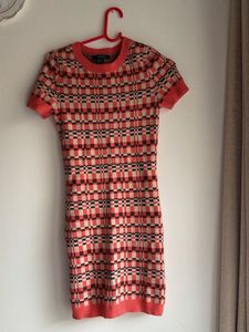 Retro Checkered Knit Dress