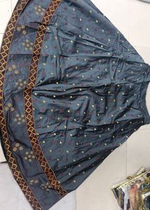 Navratri Silk grey red Lehenga Choli Set