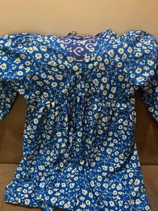 Blue Floral Print Dress