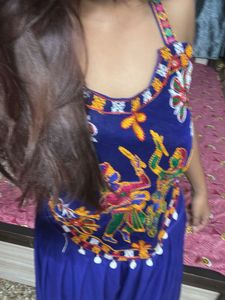 Blue Crop Top &amp; flared Plazo Set Navratri