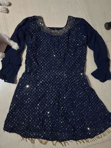 Navy Blue Sequined Kurta