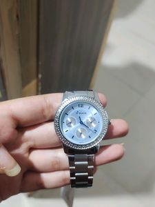 Sonata Blue Dial Analog Watch With Metal Strap