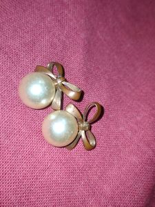 Vintage Pearl &amp; Bow Earrings