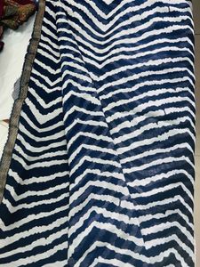 Navy blue leheriya saree