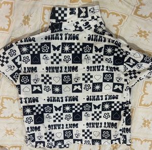 Unique Graphic Print Button-Up Shirt