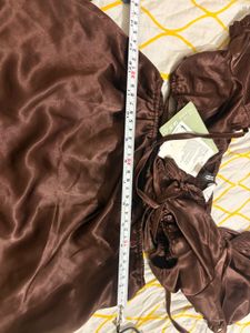 Chic Brown Satin Cutout Dress