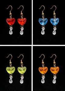Colorful Heart Drop Earrings - Set of 4