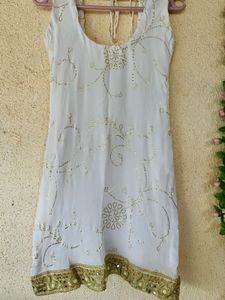 White Kurta with Gold Embellishments