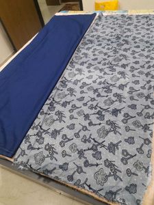 Unstitched Dress Material - Blue & Floral Print