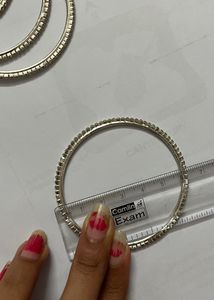 Silver Coloured White Stone Bangles