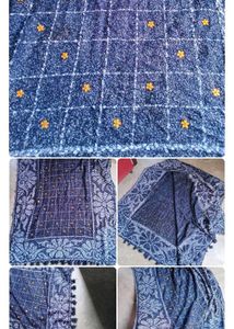 Bohemian Blue Embroidered Shawl 2