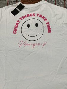 SHEIN White Graphic Smiley T-Shirt