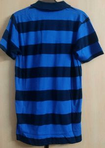 Men's Blue &amp; Black Striped Polo Shirt
