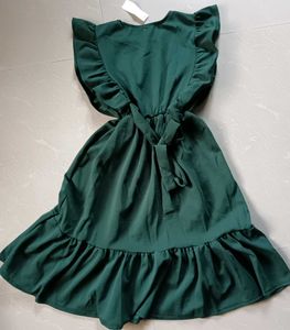 🇹🇭Chic Ruffle Sleeve Green Dress