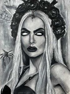 Eerie Charcoal Portrait - Gothic Wall Art
