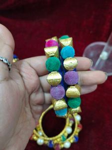Colorful Beaded thread Bangles Set