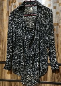 Comme Ca Ism See-through Black/White Printed Top